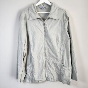 MAC & JAC Linen Jacket Womens 18 Pistachio Light Green Zip Up Collar Coat Summer